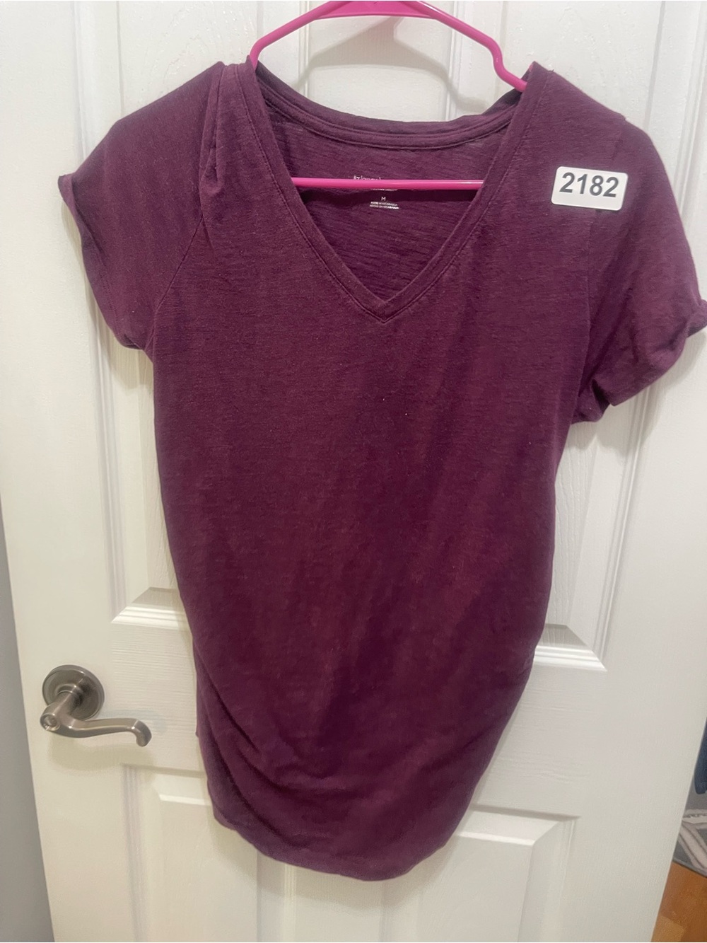 Liz Lange V-Neck Short Sleeve Tee in Plum